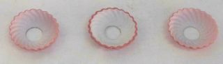 3 Victorian Pink Cased Glass Bobeche Candle Cups Lamp Parts