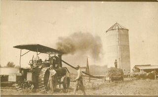 C1910 Steam Engine Farm Agriculture Occupation Macksville Kansas Rppc Postcard