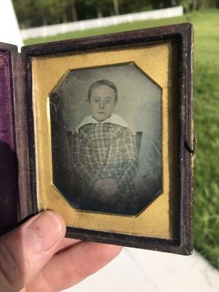 Early Antique Daguerreotype Of Well Dressed Boy In Chair Photograph 2