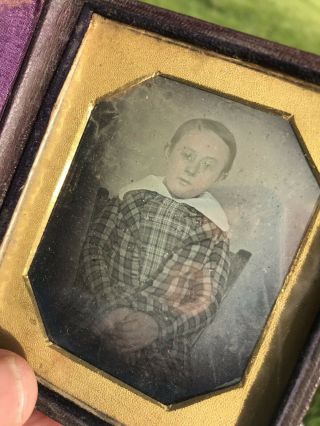 Early Antique Daguerreotype Of Well Dressed Boy In Chair Photograph 7