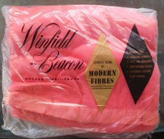 Vintage Winfield Of Beacon Pink Rayon Blanket 72 X 90 - Twin,  Full Nos