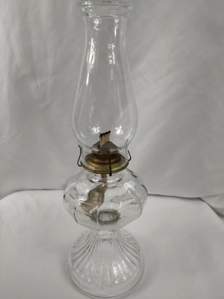 Antique Vintage Clear Glass Oil Kerosene Hurricane Lamp Eagle Burner