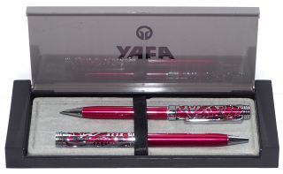 Rare Yafa Pierre Cardin Ruby Red,  Chrome Pen,  Pencil Set Made In Taiwan