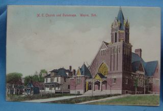 Methodist Episcopal Church And Parsonage Wayne,  Ne Vintage 1911 Postcard 3a