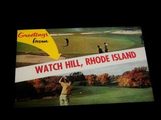 Vintage Postcard,  Watch Hill,  Rhode Island,  Ri,  " Greetings From ",  Golfing Multiview