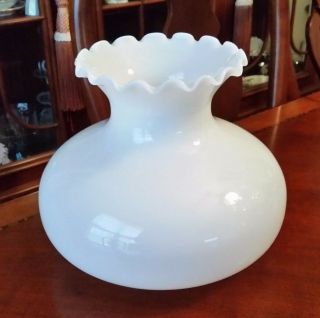Vintage Milk Glass Lamp Shade With Ruffle Top 6.  75 " Fitter