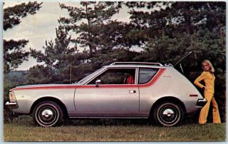 1971 Amc Gremlin American Motors Advertising Postcard Silver Car