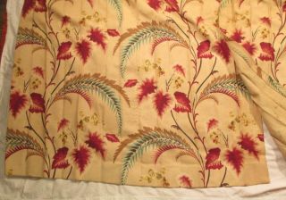Pair Vintage Barkcloth Floral Curtains Fabric Two Panels 82” long Drapes 4