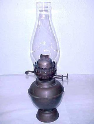 Vintage Brass Duplex - Double Wick Oil Lamp Made In England - Weighted Base