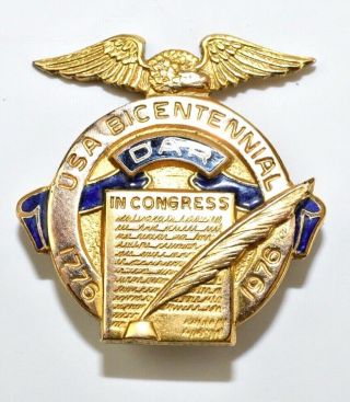 Dar Daughters Of The American Revolution Usa Bicentennial Gold Filled Pin Bx3