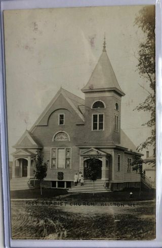 Real Photo Postcard Maine Rppc Baptist Church Houlton Me.