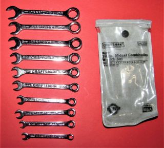 Craftsman 10 Pc Midget Combination Wrench Set 4mm Thru 11mm - Made In Usa
