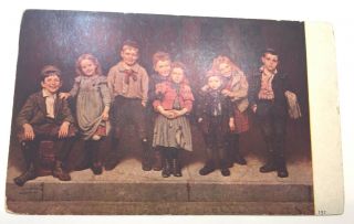 Vintage Postcard Group Of Children,  Early 1900 