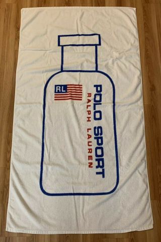 Vintage 90’s Polo Sport Ralph Lauren Beach Towel Cologne Fragrance Bottle Logo