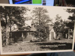 Vintage Old Postcard Michigan Grayling Shoopenapon Camp Log Cabins Au Sable Rppc