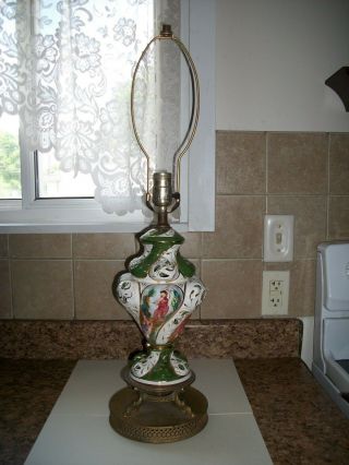Vintage Capodimote Lamp With Brass Base Dolphin/dragon Feet