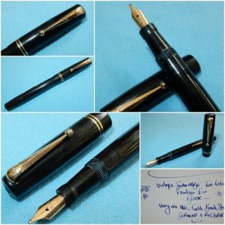 Vintage Mabie Todd 6260 Fountain Pen - Black - 14k Broad Stub Nib - Restored