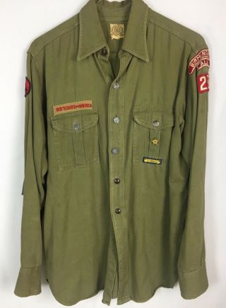 Vtg 40s Bsa Boy Scouts Of America Uniform Shirt Long Sleeves Men’s L Xl