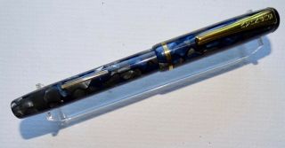 Vintage Burnham No 49 Blue/black/grey Marble Fountain Pen C 1947 Vgc
