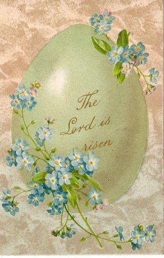 Vintage Postcard Post 1908 Chicago Ill Easter Greeting Flower Green Egg Art