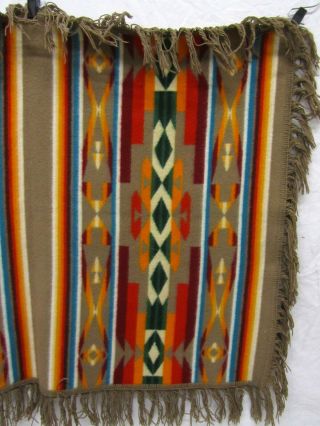 Pendleton Beaver State Brown Stripe Tassel Edge Wool Blend Blanket 4 ' x 3 ' 2