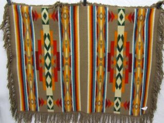 Pendleton Beaver State Brown Stripe Tassel Edge Wool Blend Blanket 4 ' x 3 ' 3