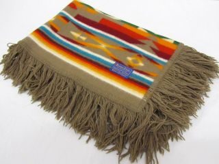 Pendleton Beaver State Brown Stripe Tassel Edge Wool Blend Blanket 4 ' x 3 ' 5