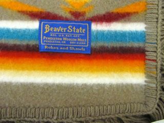 Pendleton Beaver State Brown Stripe Tassel Edge Wool Blend Blanket 4 ' x 3 ' 7