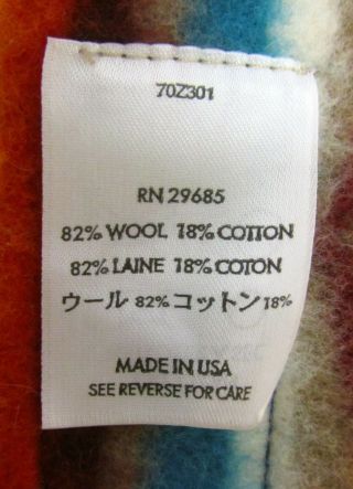 Pendleton Beaver State Brown Stripe Tassel Edge Wool Blend Blanket 4 ' x 3 ' 8
