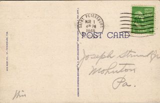Postcard FL Florida St Petersburg Recreation Pier Pelican Posted 1946 2
