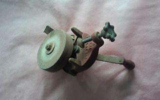 Antique Hand Sander/grinder - Stone Wheel - Fastens To Bench Or Table - Hand Crank