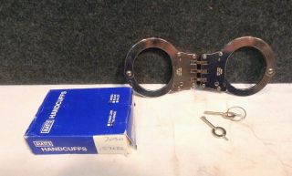 Vintage Hiatt England Triple Hinged Handcuffs 2050 With Keys