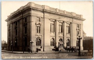 1910s Aberdeen,  South Dakota Rppc Real Photo Postcard " Government Building "