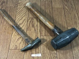 Chisel Hammer Vintage Japanese Forged Iron Tool Set 2 Blacksmith 115/300mm Hp464