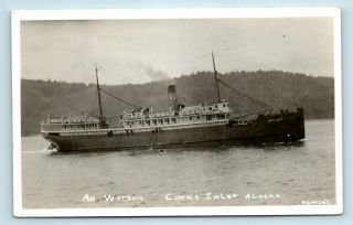 Cooks Inlet Alaska - Steamship Admiral Watson - Hettles Photo Rppc