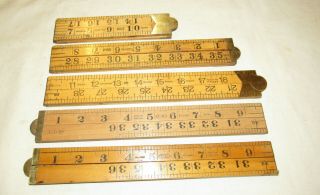 5 Old Wooden Rulers Folding Rules Old Woodworking Tools Vintage Tools Tools