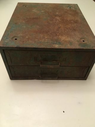 Vintage Union Metal 2 Drawer Utility Storage Box 4