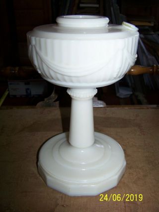 Antique Aladdin Lincoln Drape Milk Glass Oil Lamp Font