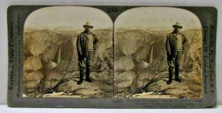 Stereoview President Theodore Roosevelt On Glacier Point Yosemite Valley,  Ca