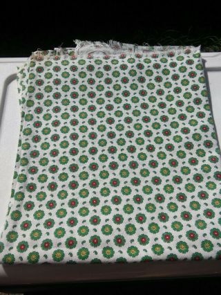 Vintage Feedsack Red Green Yellow Flowers Tiny Paisley 44 3/4 " X 37 "