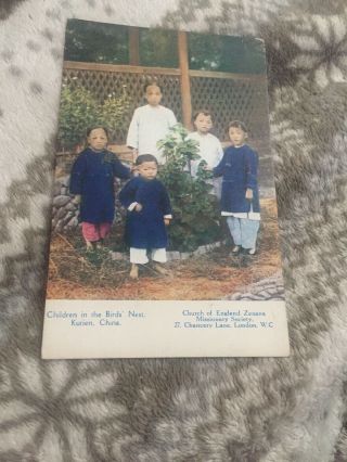 Rare Postcard Children In Birds Nest China Church Of England Missionary Society