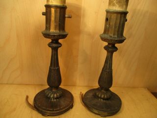 2 Vtg Antique Victorian Art Deco Table Lamp Brass Tone Pot Metal Parts Repair