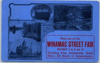Winamac,  Indiana Postcard " Meet Me At The Winamac Street Fair " Multi - View 1909