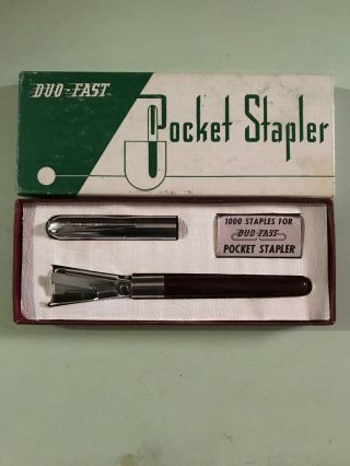 Vintage Duo - Fast Pen Style Pocket Stapler W Some Staples Great