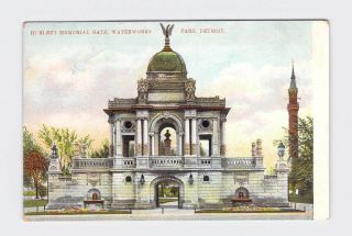 Antique Postcard Michigan Detroit Hurlbut Memorial Gate Waterworks Park Undivide