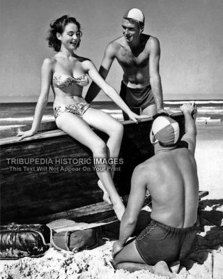 1960s Busty Bikini Girl Photo Lifeguards Beach Bathing Suit Beauty Swimsuits