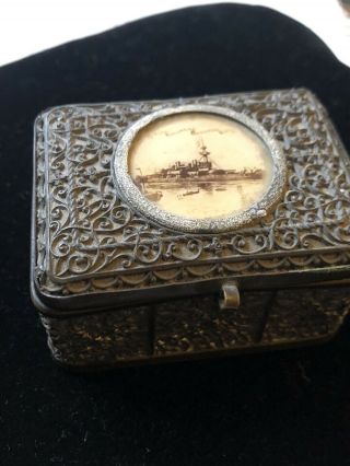 1893 Chicago Worlds Fair Columbian Exposition Souv.  Metal Filigree Trinket Box