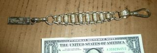 Vintage Brass Watch Chain,  Key Chain,  Holder,  Belt Worn,  Jewelry Hookup,  A.  9 ",  Old Fob