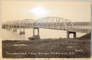 Vintage 1944 Yellowstone Trail Bridge Mobridge South Dakota Real Photo Post Card