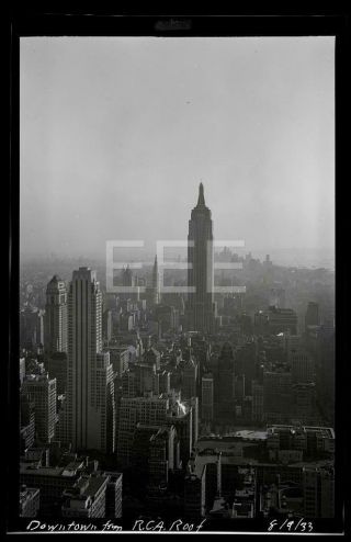 1933 Empire State Building Manhattan Nyc York City Old Photo Negative 670b